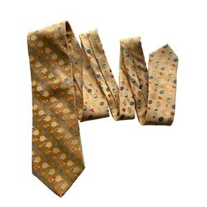 Nicole Miller NY FISH Motif All Silk Tie Yellow Blue Novelty 60x3.75 in